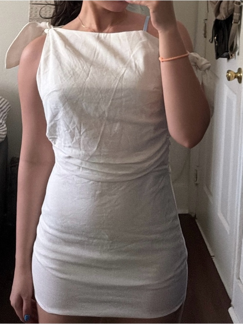 Peppermayo White Tie-Shoulder Mini Dress